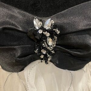 Elegant Black and White Dress with Embellishments